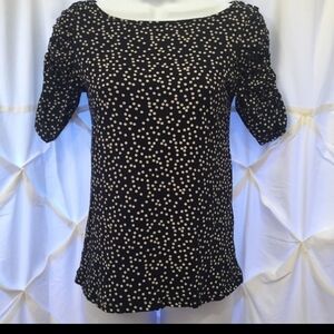 Anthropologie Little‎ Yellow Button Polka Dot Top